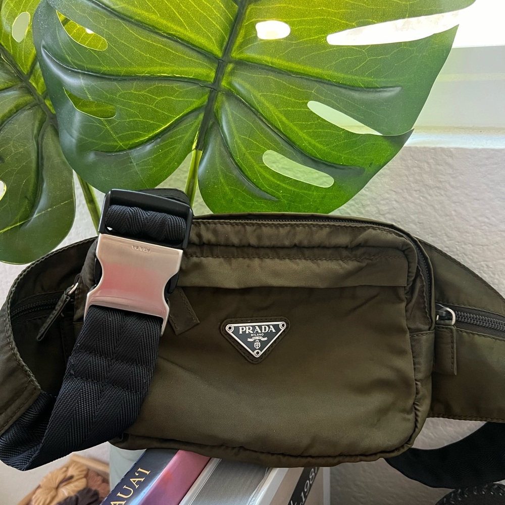 AUTHENTIC PRADA Nylon Bum Bag in Olive/Army Green